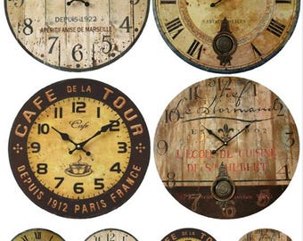 French Clocks No. 2 - Digital Collage Sheet - Instant Download