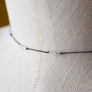 Delicate Short Layering Necklace Featuring Teeny Tiny 1.5x2mm Faceted Clear Crystal Rondelles  Hand-knotted on Pure Silk Cord