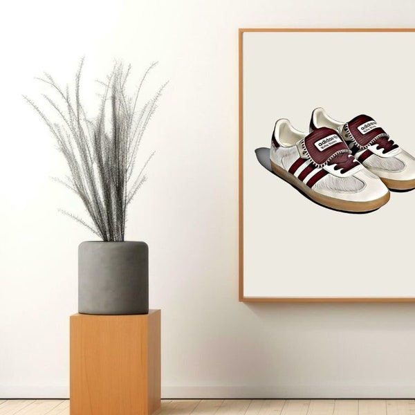 Illustration Vintage Sneakers Samba | Poster Sneakers collection | Affiche décoration | Affiche Art Premium