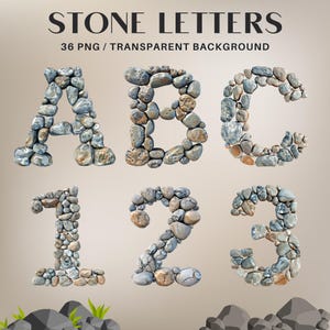 Alfabeto de piedra Clipart, Letras y números de piedra 36 PNG, Fuente Pebble, letras de piedra, alfabeto de piedra, letras naturales, letras fuertes
