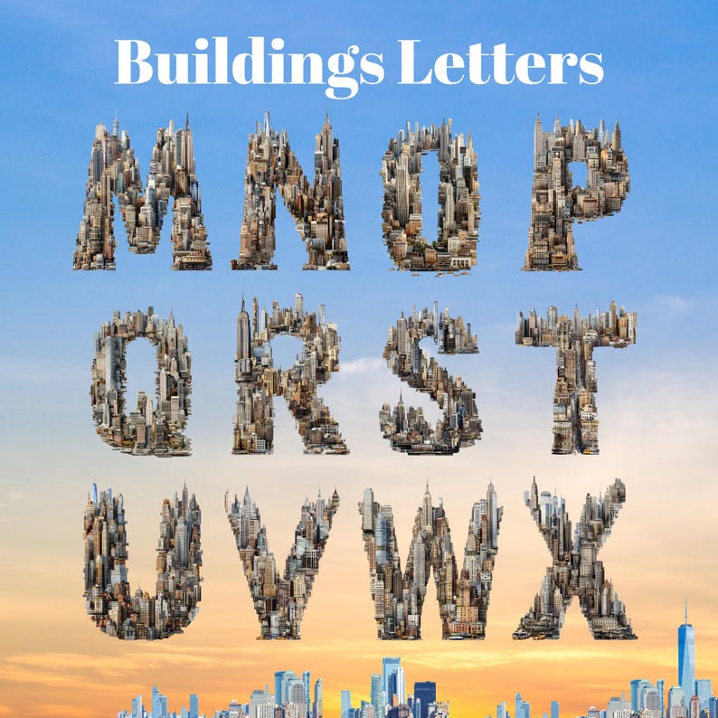 City Alphabet PNG | Building Letters & Numbers | Urban Skyline ABC ...