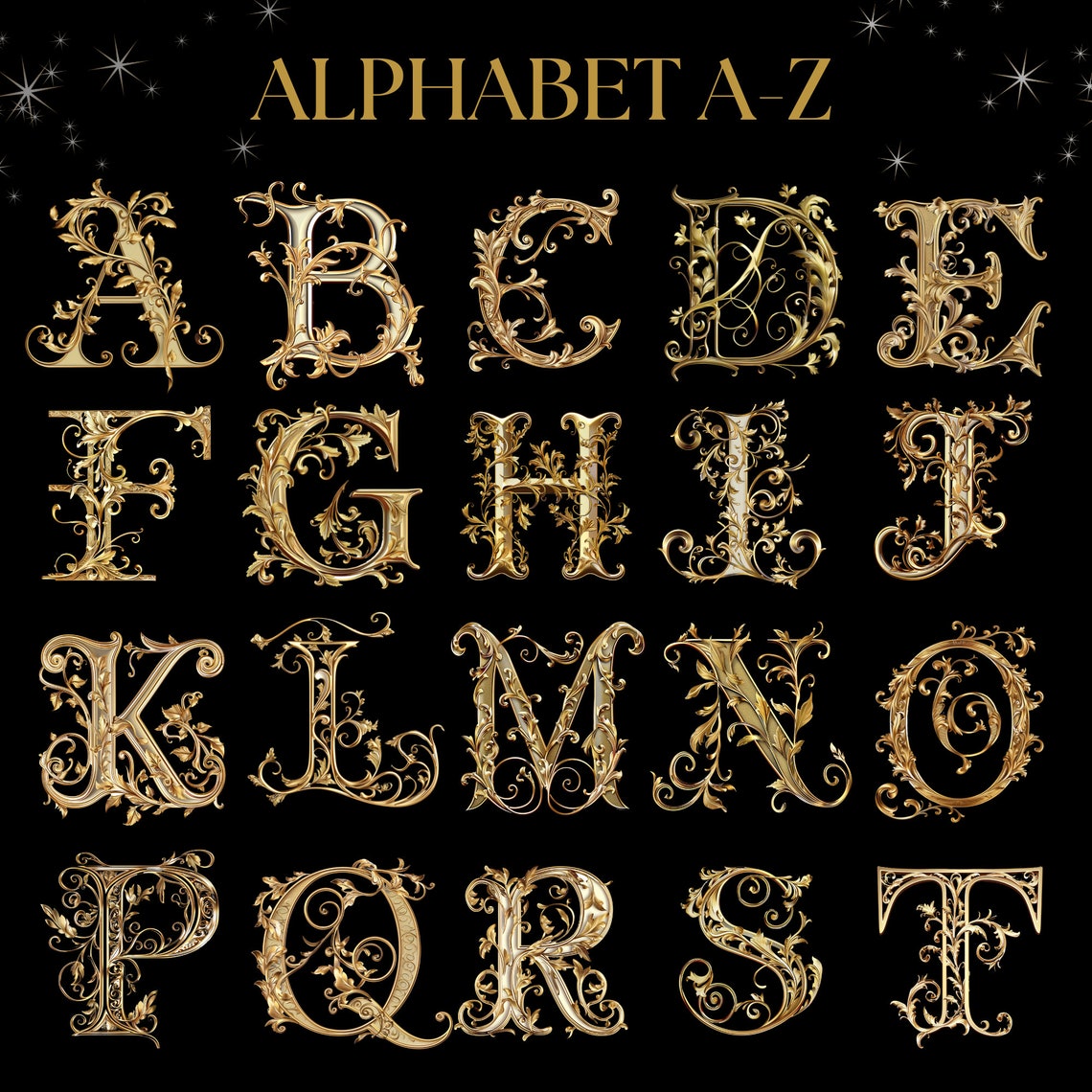 Gold Alphabet, Gold Letters, PNG, Luxury Letters, Metallic Letters ...