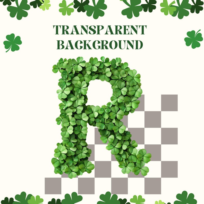 Shamrock Alphabet Clipart: St. Patrick's Day Clover Letters (36 PNG) - Etsy