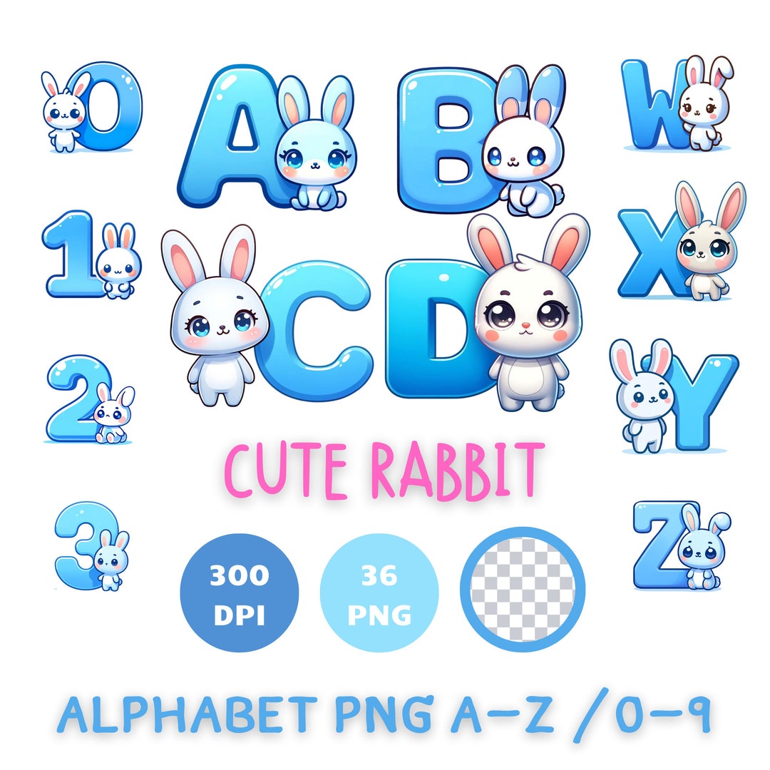 Cute Rabbit PNG, Doodle Letters, Doodle Font, Cute Letters, Alphabet ...