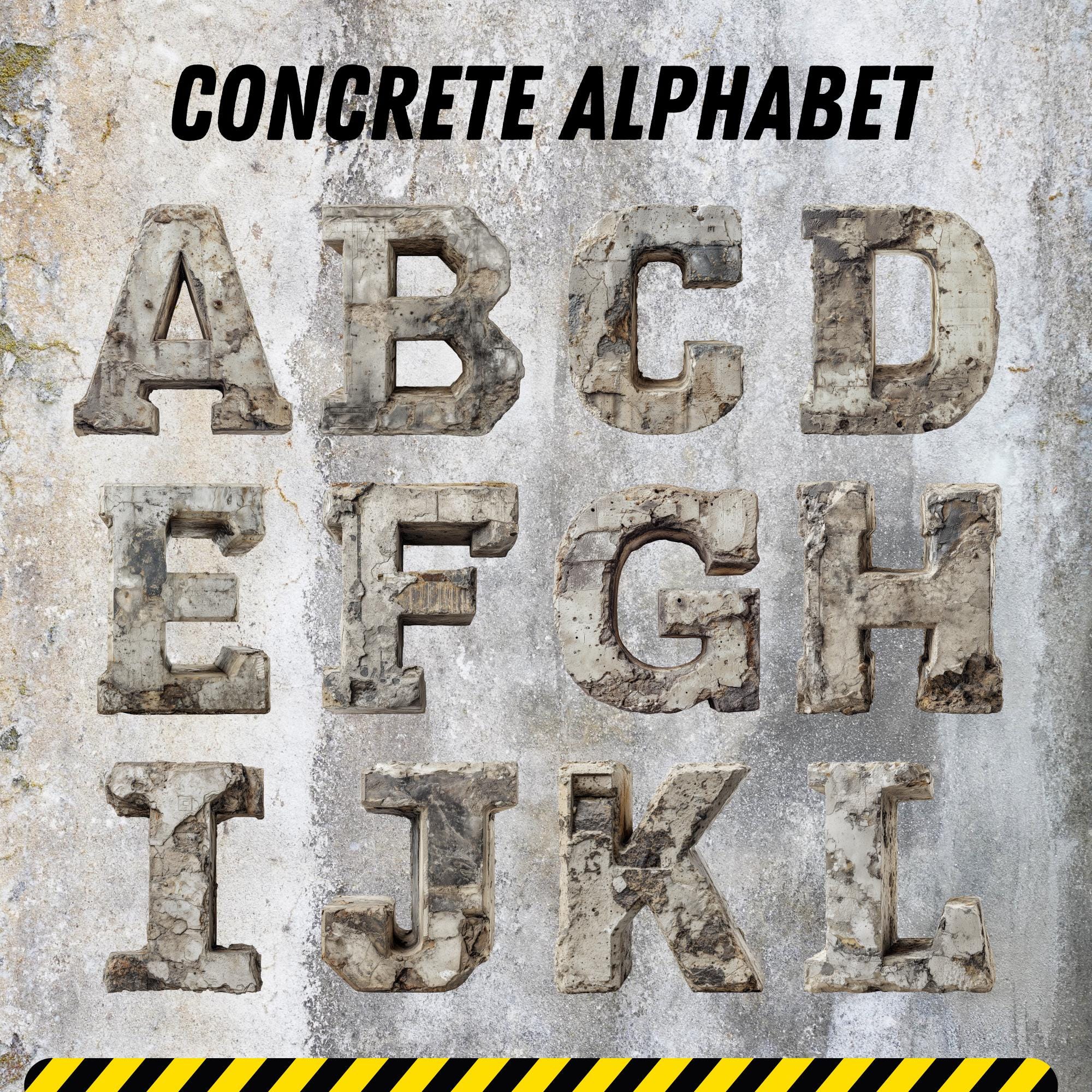 Concrete Alphabet Clipart PNG, Industrial Letters Font, Construction ...