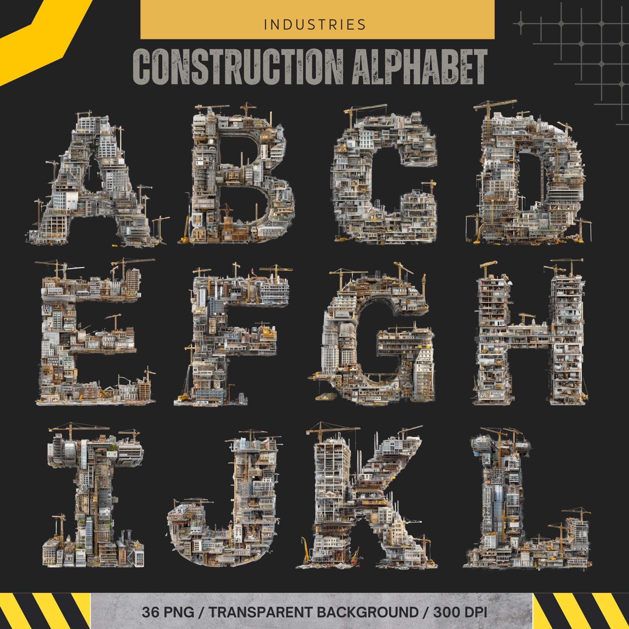 Construction Alphabet PNG, Building Letters & Numbers, Industrial ABC ...