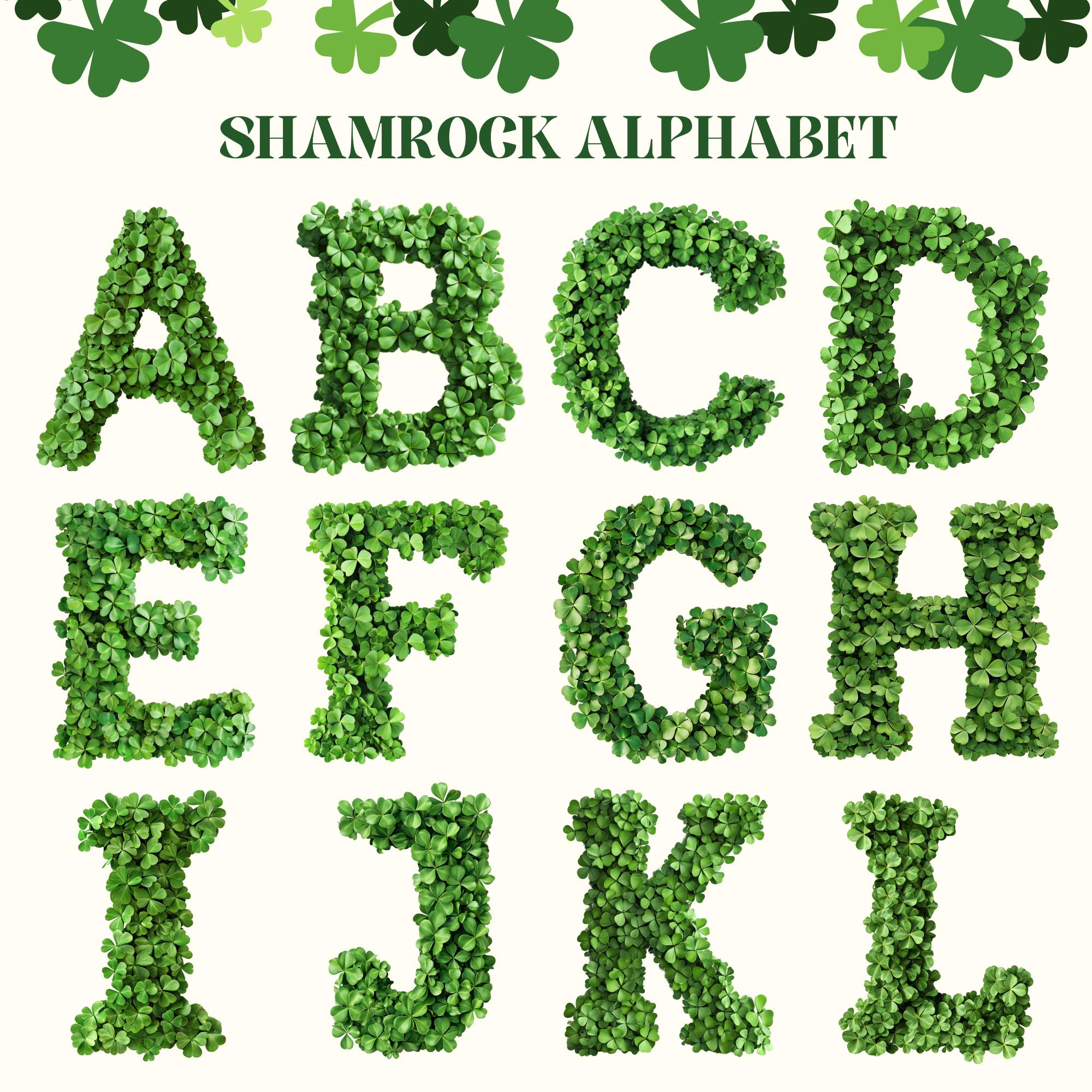 Shamrock Alphabet Clipart: St. Patrick's Day Clover Letters (36 PNG) - Etsy
