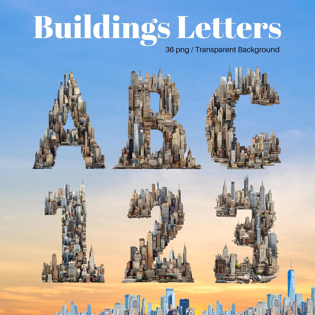 City Alphabet PNG | Building Letters & Numbers | Urban Skyline ABC ...