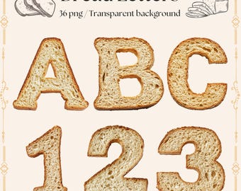 Bread Letters Clipart: Bakery Alphabet, Food-Themed Font (Digital Download)
