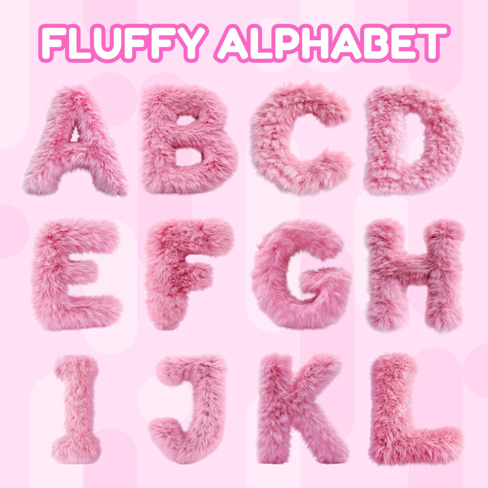 Fluffy Pink Alphabet Clipart: Valentine Letters & Numbers (PNG Digital ...