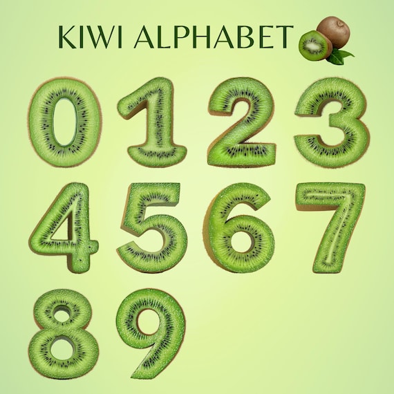 Kiwi Alphabet Clipart: Tropical Fruit Letters, 36 PNG (digital