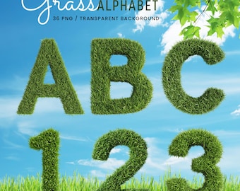 Grass Alphabet Clipart: Eco-Friendly PNG Letters (Digital Download)