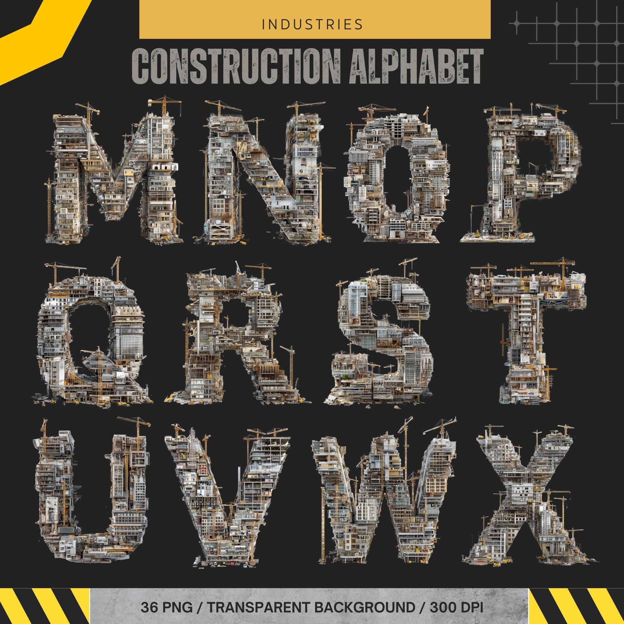 Construction Alphabet PNG, Building Letters & Numbers, Industrial ABC ...