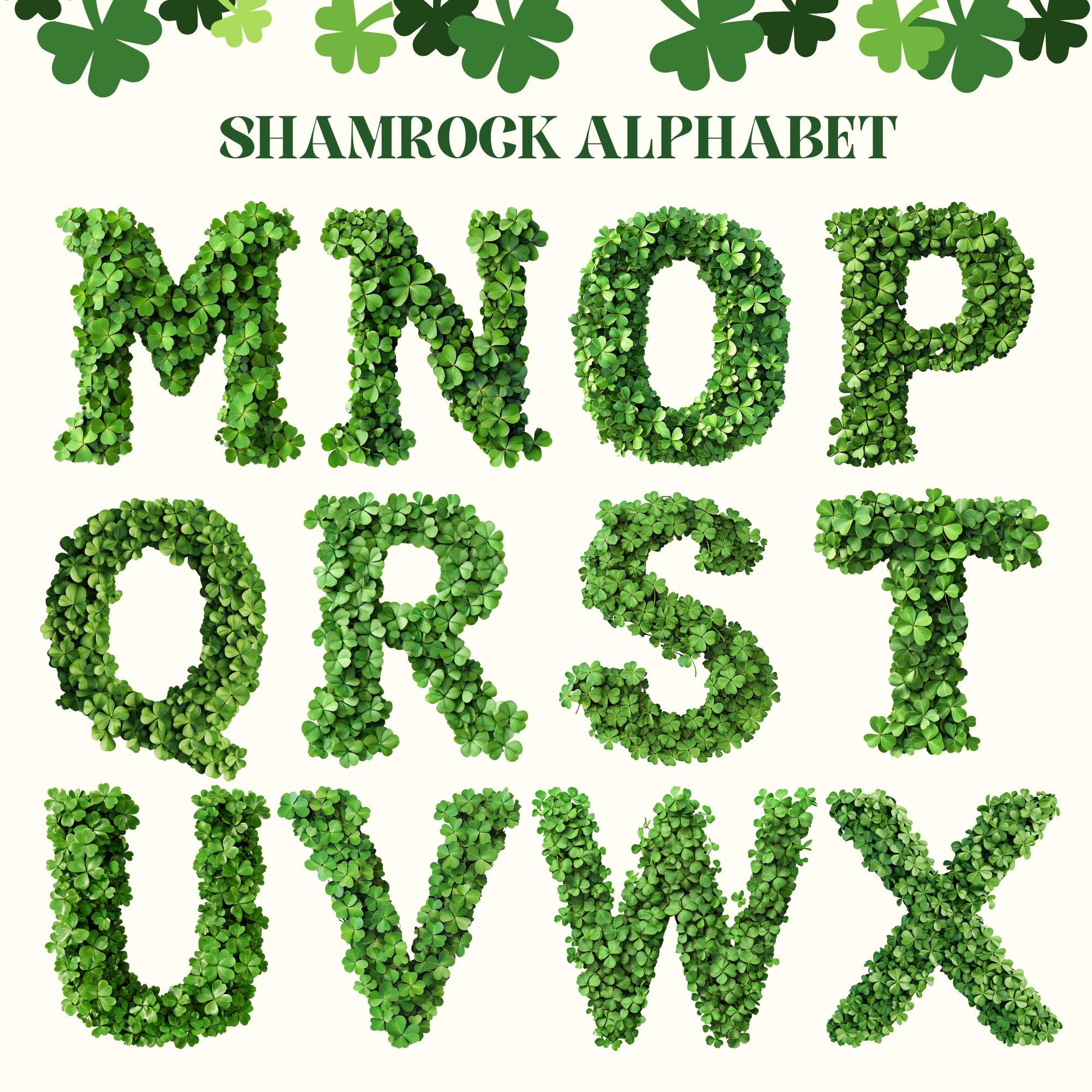 Shamrock Alphabet Clipart: St. Patrick's Day Clover Letters (36 PNG) - Etsy
