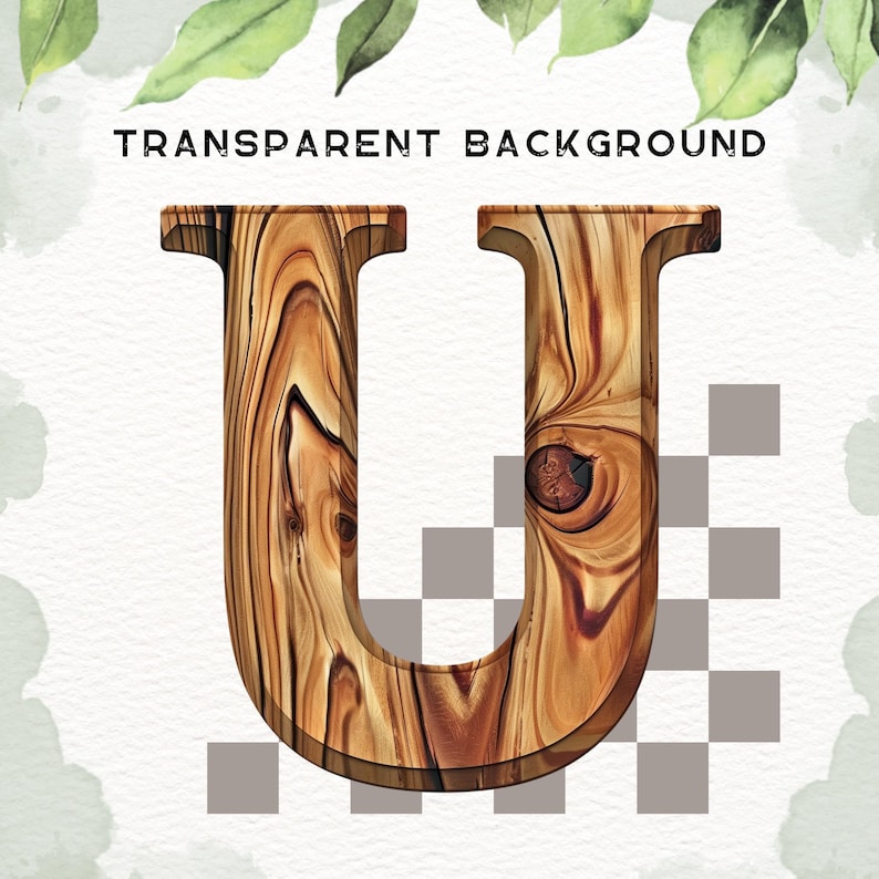Wooden Letters Clipart: Rustic Wood Grain Alphabet (PNG Digital ...