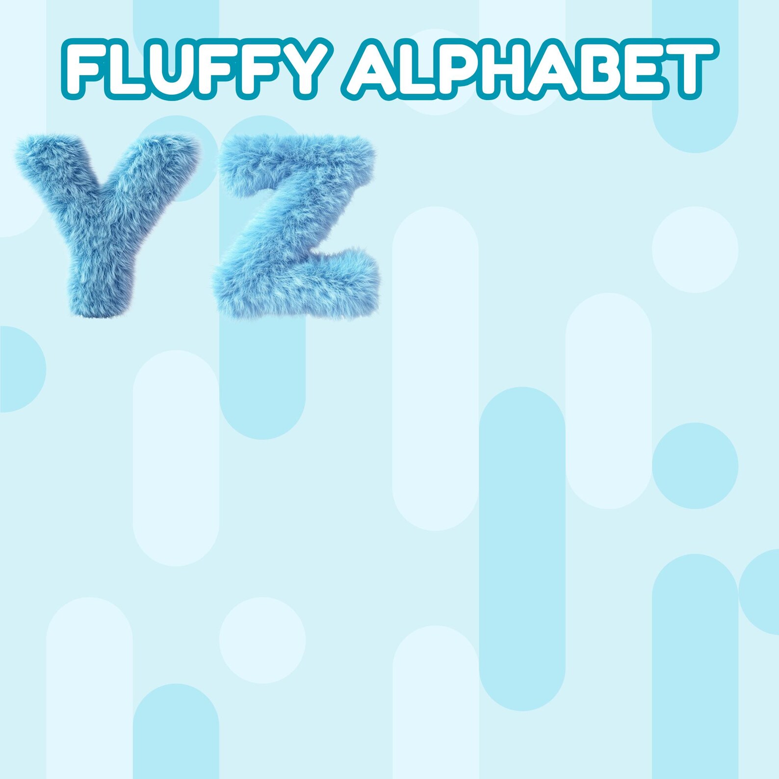 Fluffy Blue Alphabet Clipart: Furry Font, Nursery Art (PNG Digital ...