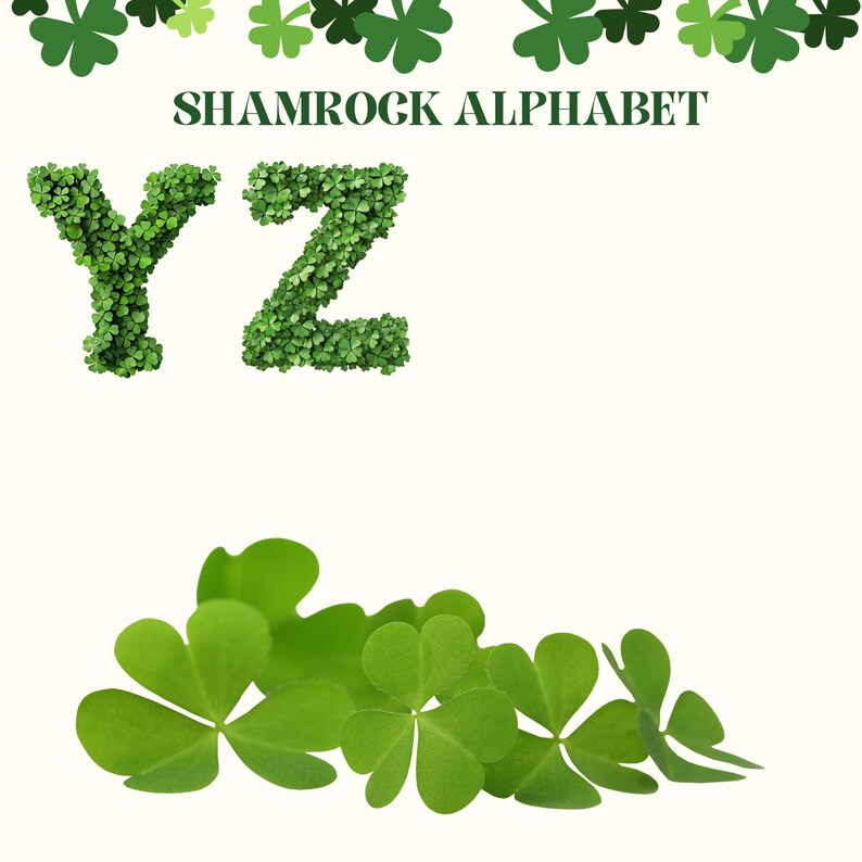 Shamrock Alphabet Clipart: St. Patrick's Day Clover Letters (36 PNG) - Etsy