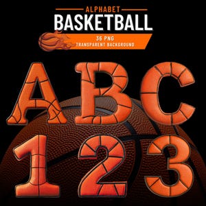 Basketball Alphabet Clipart 36 PNG, Buchstaben zum Thema Sport, für Basketballspieler, Trainer, Basketballfanparty