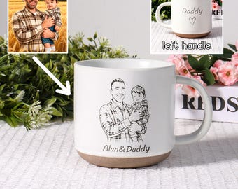 Personalized Ceramic Mug: Laser Engraved Design,Custom Pottery Coffee Mug for Dad/Husband/Mom, Mug Engraved Gift, Father's Day Gift