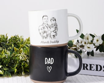 Mug en céramique personnalisé : gravure laser, mug à café en céramique personnalisé pour papa/mari/maman, cadeau gravé, cadeau pour la fête des pères