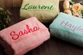 Custom Embroidered Towel - Embroidered Text/ Name Towel - Embroidered Towel with Your Design - Embroidered Velvet Towel