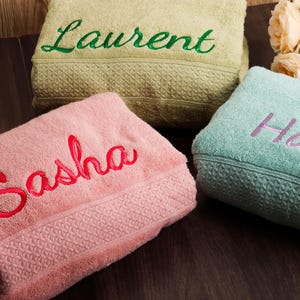 Custom Embroidered Towel - Embroidered Text/ Name Towel - Embroidered Towel with Your Design - Embroidered Velvet Towel