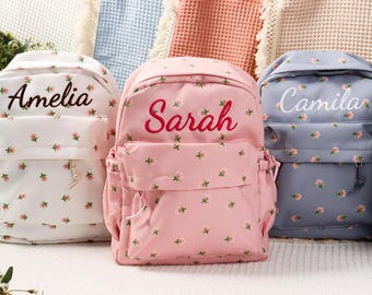 Personalized Toddler Backpack, Floral Kids Backpack, Preschool Book Bag, Backpack for Kids, Toddler School Bag, Embroidery Bag, Child Gift