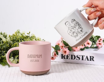 Mug en céramique personnalisé : gravure laser, mug à café en céramique personnalisé pour papa/mari/maman, cadeau gravé, cadeau pour la fête des pères
