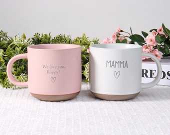 Engraved Ceramic Mug with Your Text, Custom Pottery Coffee Mug for Mom/Dad/Husband, Mug Engraved Gift, Custom Gifts Ideas, Bridesmaid Gifts
