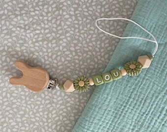 Clip per ciuccio Lou da personalizzare, clip per ciuccio a fiori, regalo di nascita