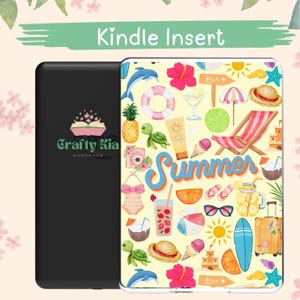 Summer Sun Era Vibes Kindle Insert -Beach Holiday Bookish Reader Printable Kindle Accessory Picture Skin - Paperwhite Coloursoft Basic