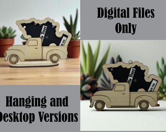 Digital Laser Cut Files – Pickup Truck Air Freshener Holder, Little Tree in Truck Bed