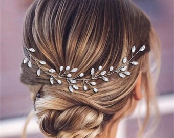 Bruid bruiloft haaraccessoires, parel bruiloft haar wijnstok, parel haarband hoofddeksels, bruiloft zendspoel, bruiloft haar wijnstok, Crystal haar wijnstok