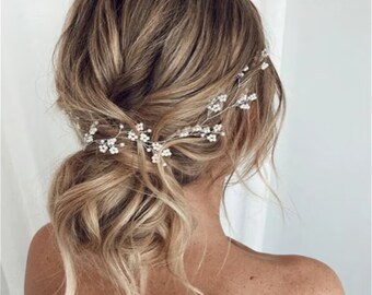 Vite per capelli da sposa respiro del bambino Vite per capelli da sposa cristallo pezzo per capelli da sposa in cristallo Copricapo da sposa argento Pezzo per capelli da sposa respiro del bambino