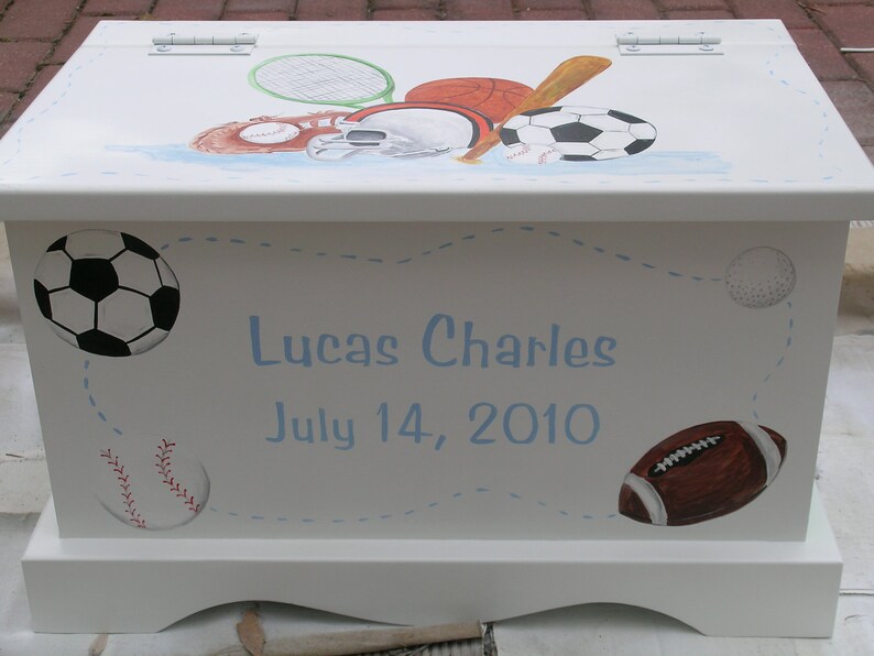 Baby Keepsake Box Chest Memory Box personalized Sports Theme Etsy