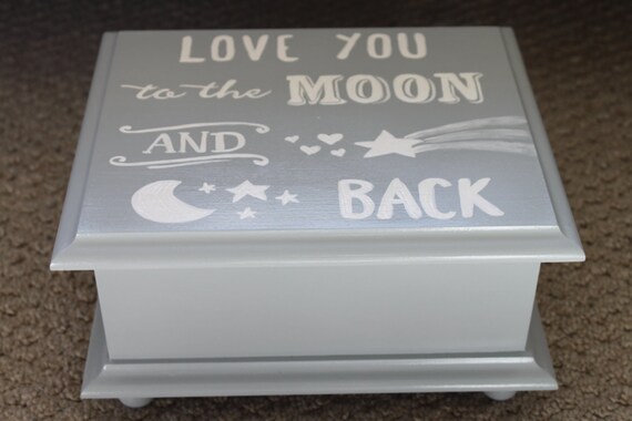 Pink or Blue Love You To The Moon And Back Baby Keepsake Box With Photo Holder