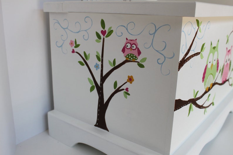 Baby Keepsake Box Owl Keepsake Chest green/pink baby memory Etsy