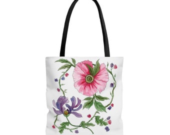 Colonial Floral Tote Bag / Grocery Bag / Book Bag / Farmer's Market Bag