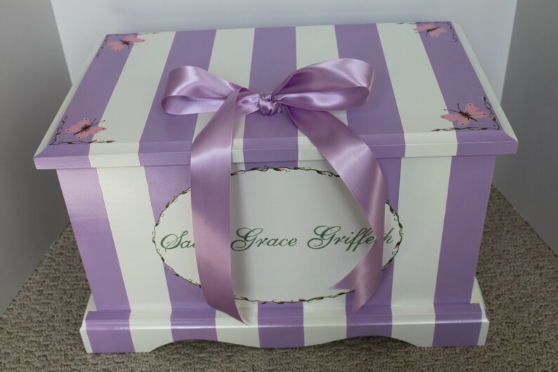 Baby Keepsake Box Lavender Stripe Baby Keepsake Chest Etsy