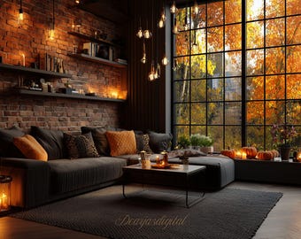 Autumn Zoom Background | Halloween Virtual Backdrop | Cozy Pumpkin Teams Background | Fall Seasonal Digital Decor