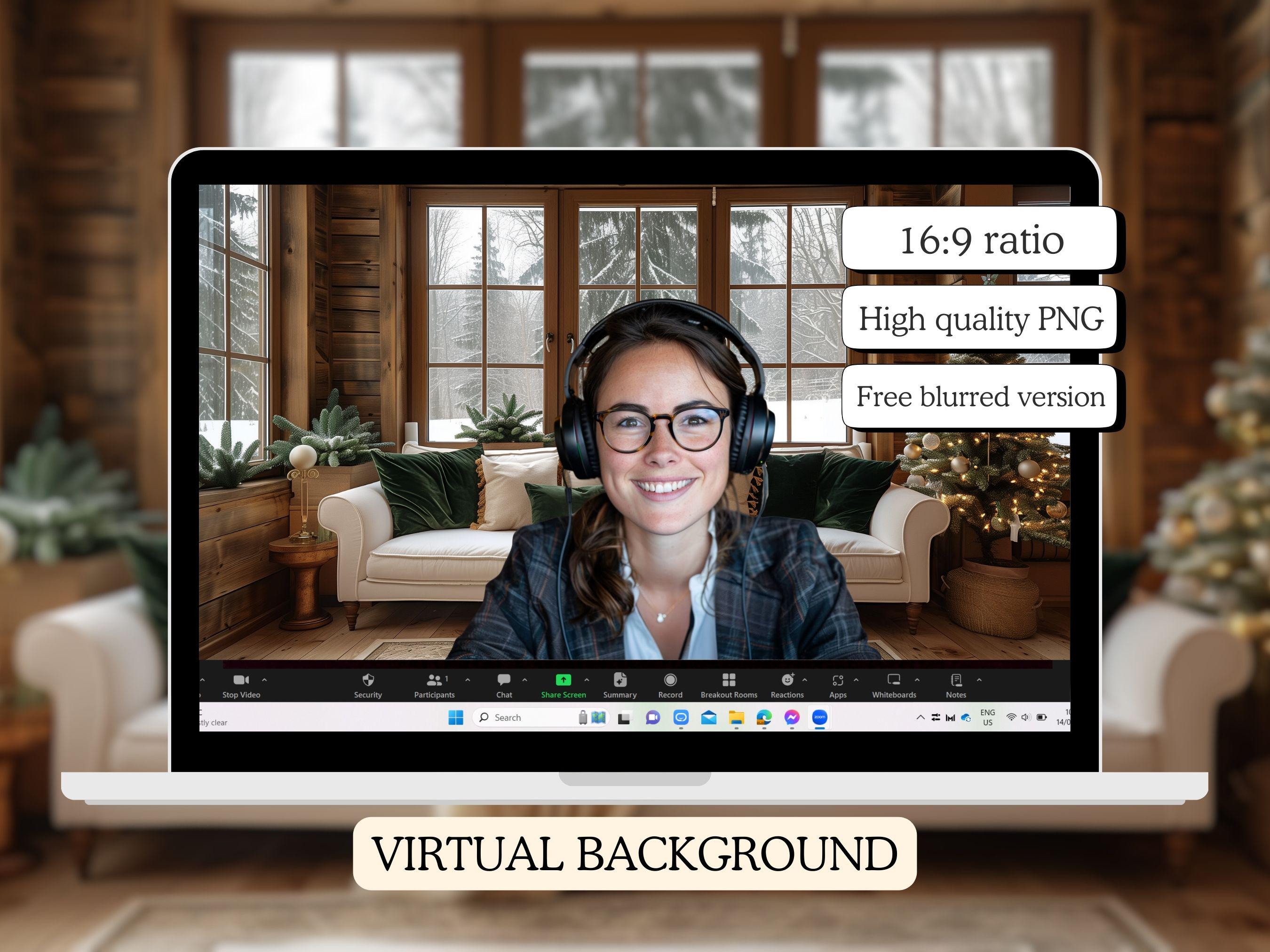 Rustic Cabin Christmas Zoom Background | Cozy Holiday Home (digital ...