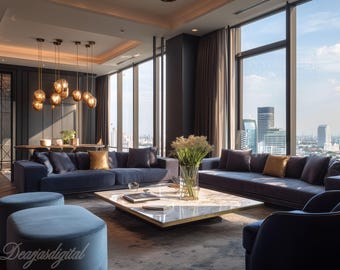 Luxury Apartment Zoom Background, Chic Home Interior (Digital Download)