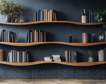Bookshelf Zoom Background, Home Office, Realistic (PNG)