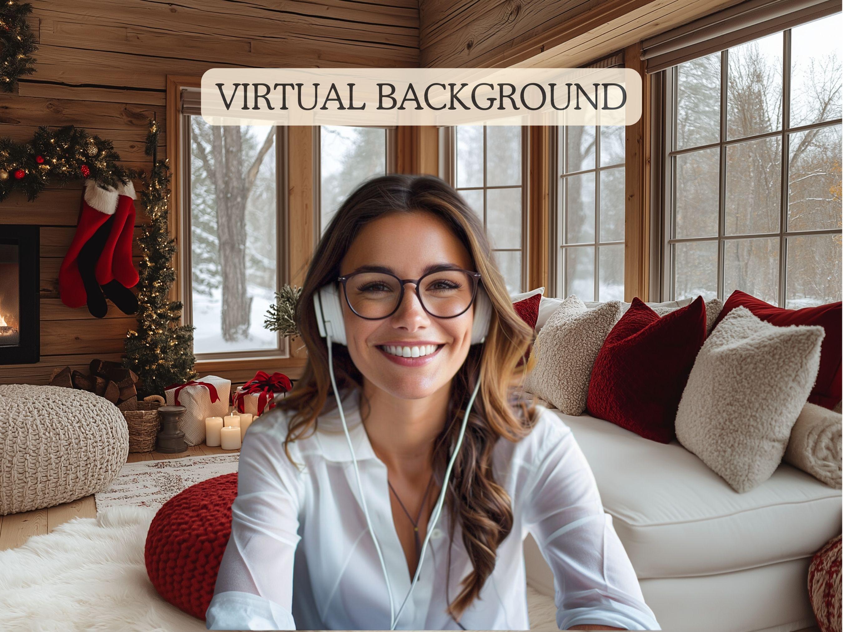 Modern Christmas Home Office Zoom Background | Holiday Virtual Meeting ...