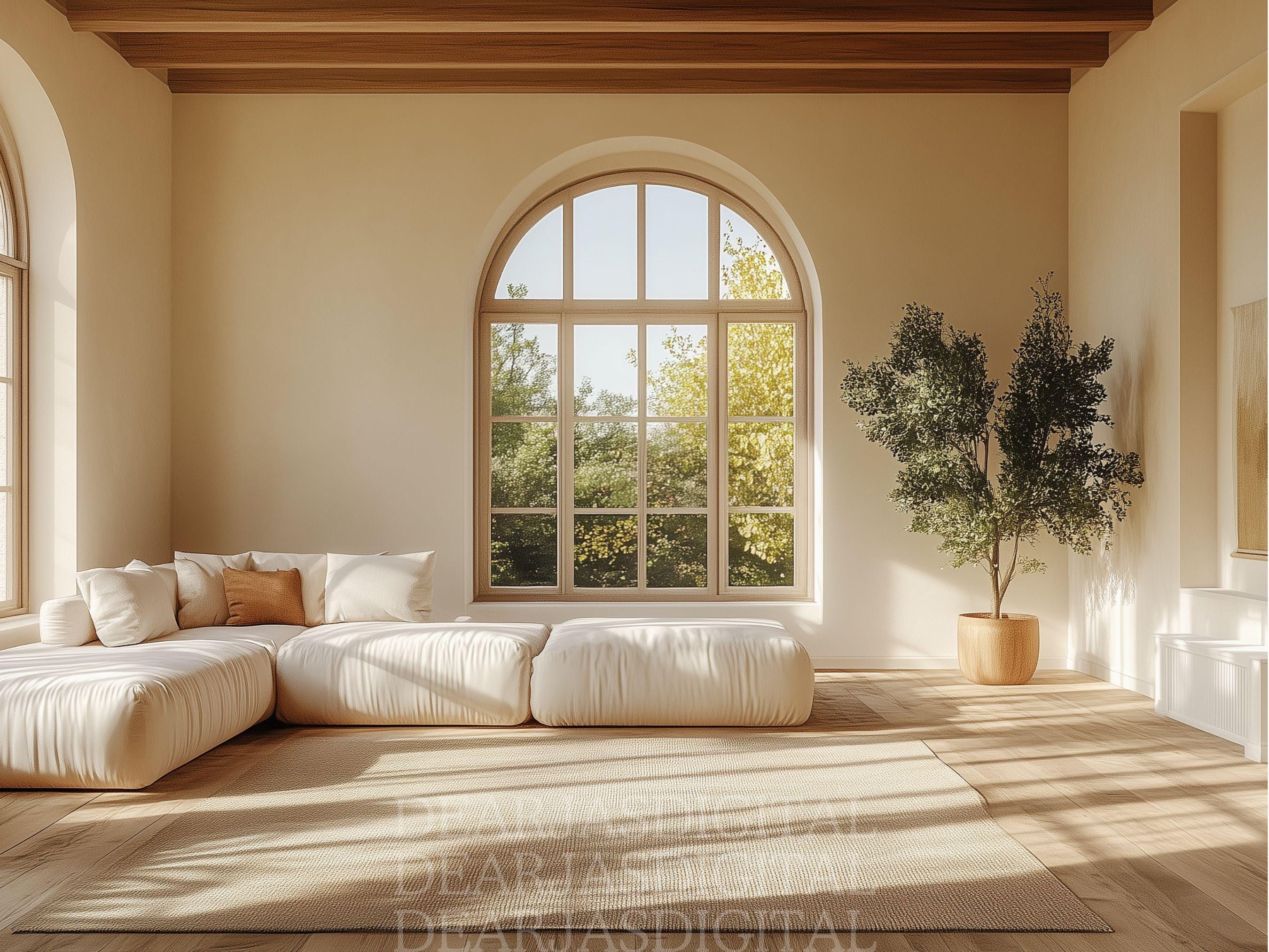 Renaiss Sfondo Fotografico 3x2.5m Con Finestre Francesi E Pavimento In Legno – Tela In Vinile Per Studio, Videoconferenza E Matrimoni