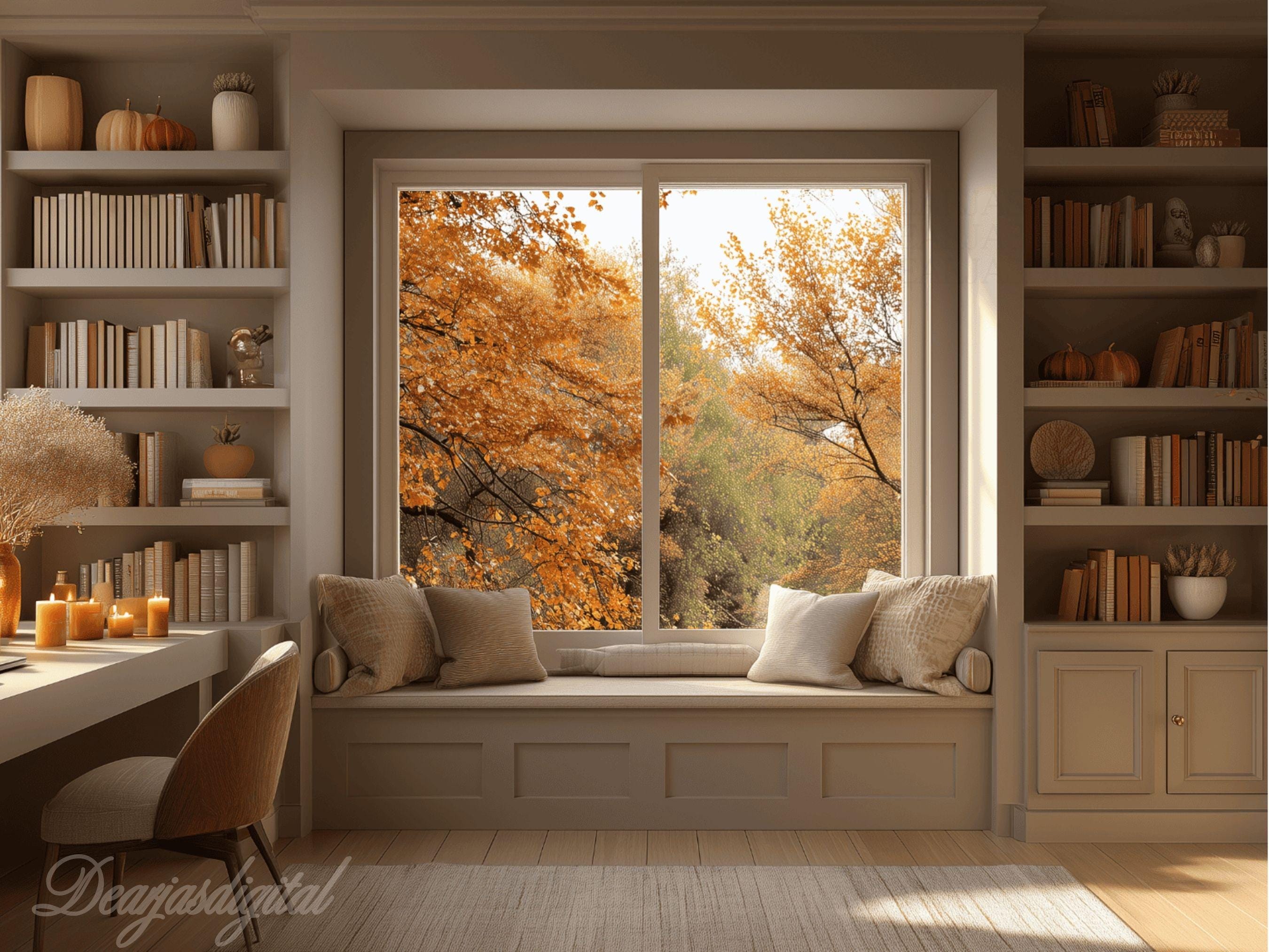 Autumn Window View Virtual Background, Cozy Fall Home (PNG Digital ...