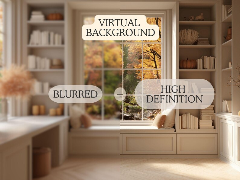 Cozy Fall Window View, Autumn Trees Virtual Background (PNG) - Etsy
