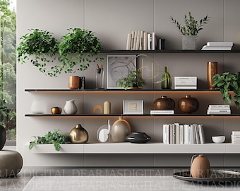Modern Bookshelf Zoom Background | Home Office Meeting (Digital Download)