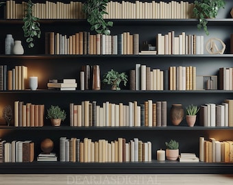 Cozy Bookshelf Virtual Background | Home Office Decor (Digital Download)
