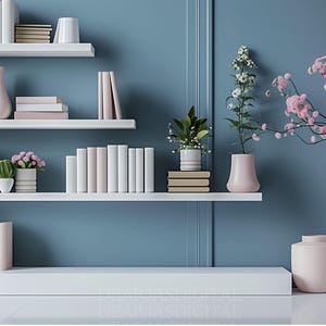 Background, Zoom background Modern Home office, Bookshelf background, Teams background, Minimalist Bookcase Backdrop Virtual Meeting Video